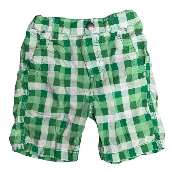 H&M green white gingham plaid shorts adjustable elastic waist 18-24 months - Picture 1 of 5
